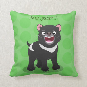 Coussin Illustration d'un diable de Tasmanie affamé