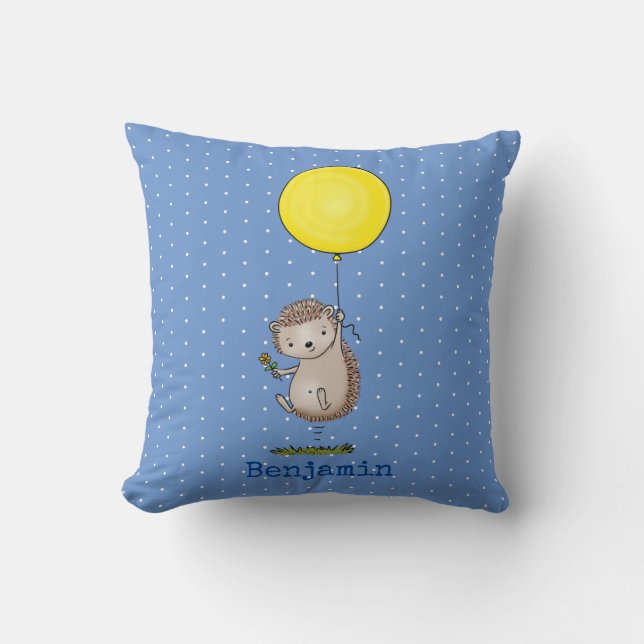 Coussin Illustration d'un hérisson mignon et heureux avec  (Recto)