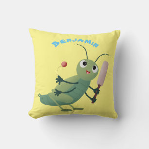 Coussin Illustration d'un insecte du cricket vert mou