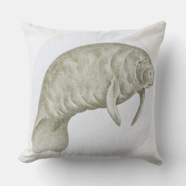 Coussin Illustration d'un lamantin (espèces de Trichechus) (Recto)