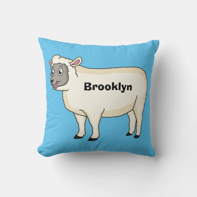Coussin Illustration d'un mouton joyeux (Recto)