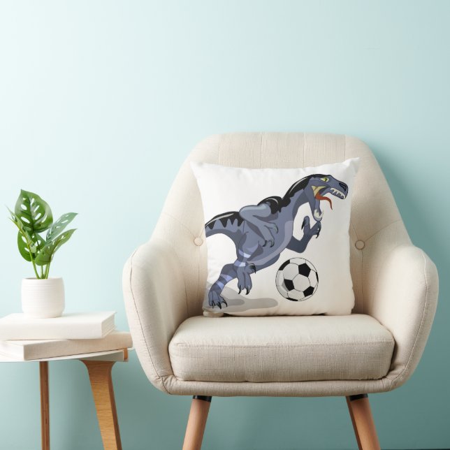 Coussin Illustration D'Un Raptor Dinosaure Jouant Au Footb (Chaise)