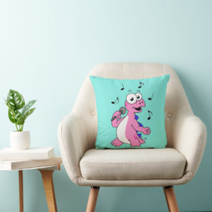 Coussin Illustration D'Un Stegosaurus Chantant.