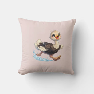 Coussin Illustration d'une aventure heureuse d'autruche mi