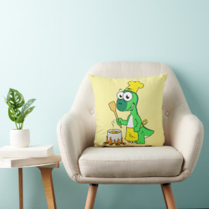 Coussin Illustration D'Une Cuisine De Parasaurolophus Dino
