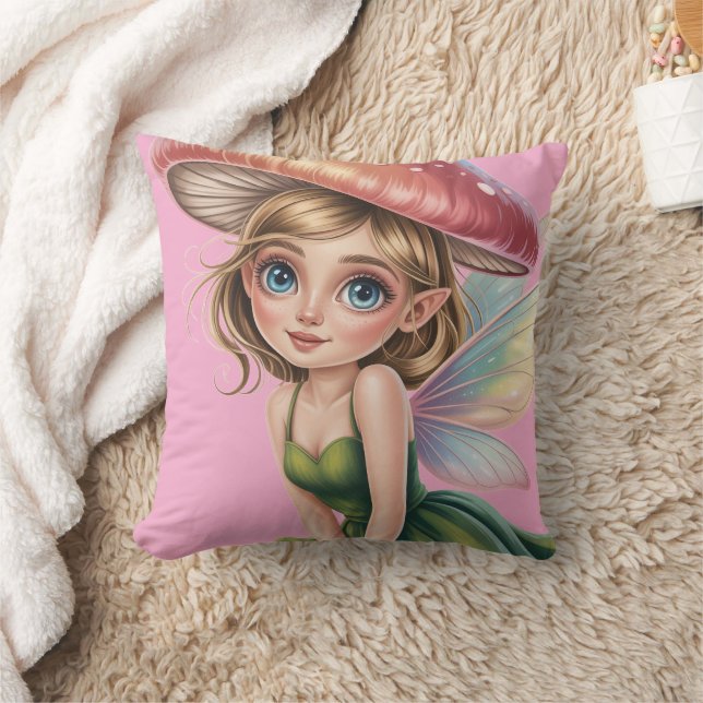 Coussin Illustration d'une fée de la forêt avec un chapeau (Couverture)