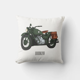 Coussin Illustration d'une moto de croiseur militaire