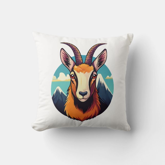 Coussin Illustration d'une tête de chamois (Recto)