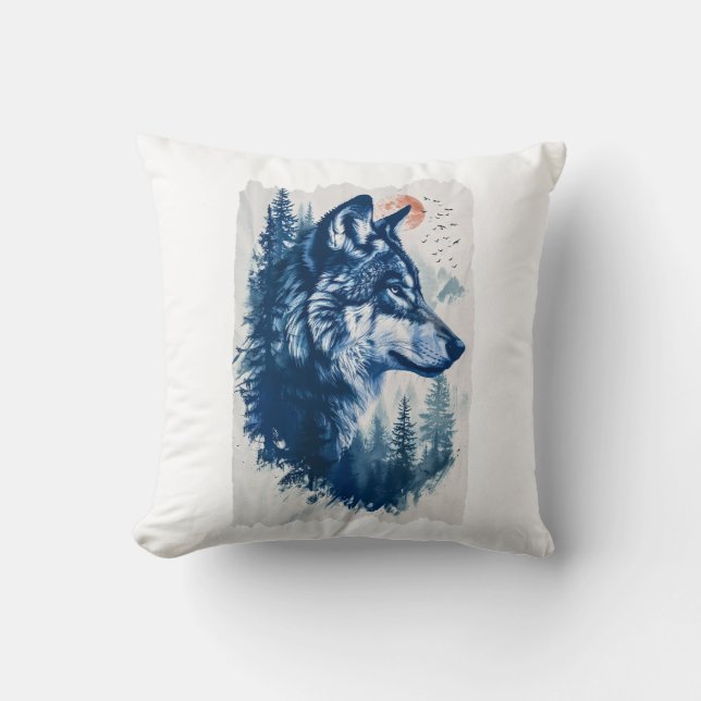 Coussin Illustration Duo Tone Wolf (Recto)
