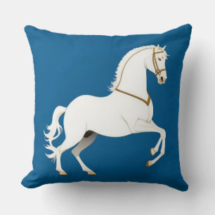 Coussin Illustration élégante d'étalon blanc sur