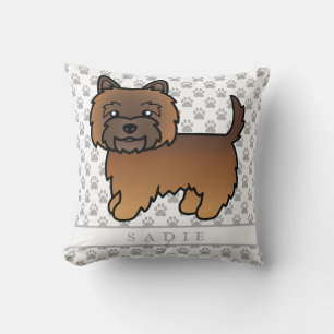Coussin Illustration et nom de chien Cairn Terrier Bringé