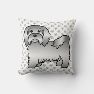 Coussin Illustration et pattes de chien caricaturé havanai