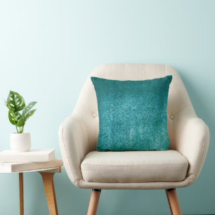 Coussin Illustration Faux Aqua Velvet