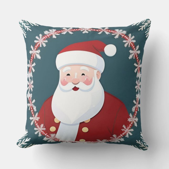 Coussin Illustration festive avec le Père Noël (Recto)