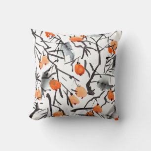 Coussin Illustration Feuille des baies d'encre d'aquarelle