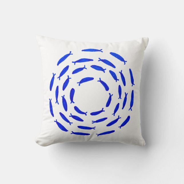 Coussin Illustration Fish Shoal Circle | Bait Ball Round (Recto)