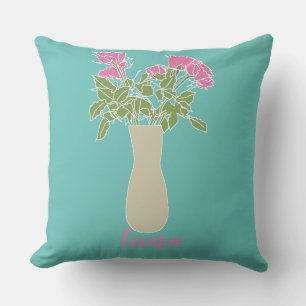 Coussin Illustration Fleur Originale De Ligne Moderne