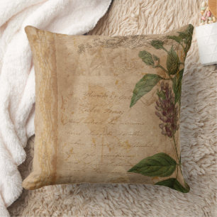 Coussin Illustration florale botanique vintage