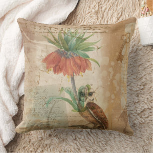 Coussin Illustration florale botanique vintage