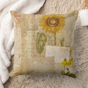 Coussin Illustration florale botanique vintage