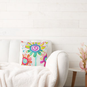 Coussin Illustration florale colorée d'art de nurserie mig