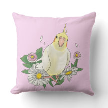 Illustration florale de cockatiel mignon
