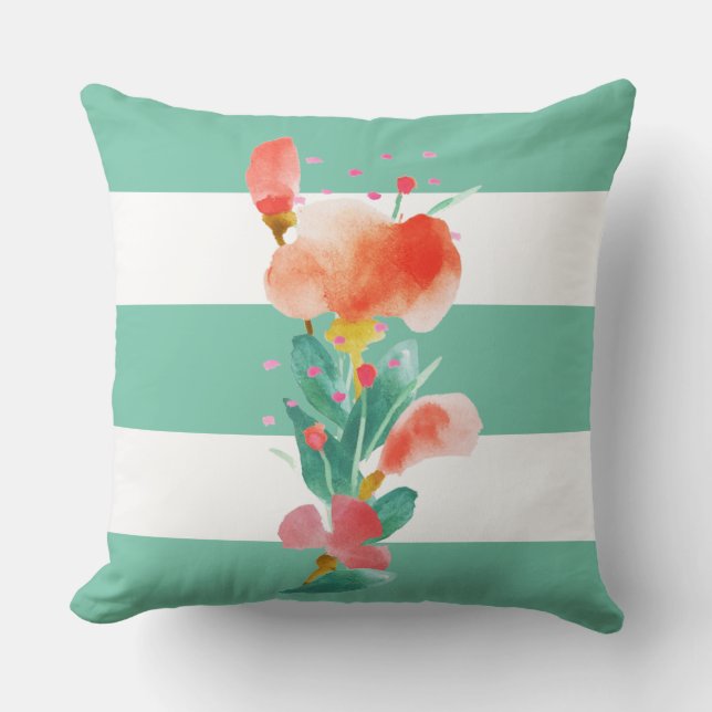 Coussin Illustration florale de l'aquarelle d'été (Recto)