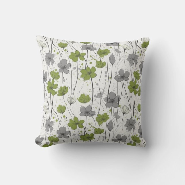 Coussin Illustration florale, fleurs sauvages abstraits, m (Recto)