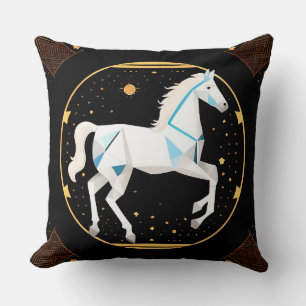 Coussin Illustration géométrique abstraite de cheval blanc