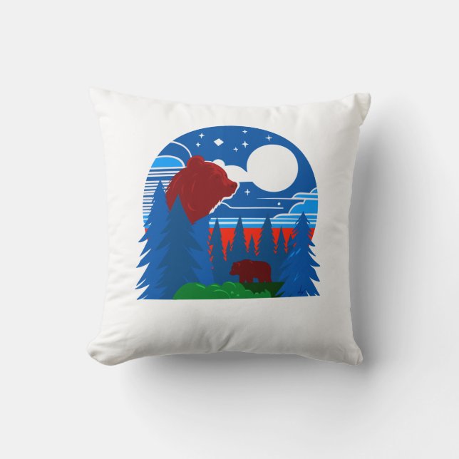 Coussin Illustration géométrique audacieuse de l'ours et d (Recto)