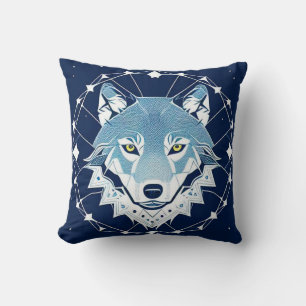 Coussin Illustration géométrique d'un loup