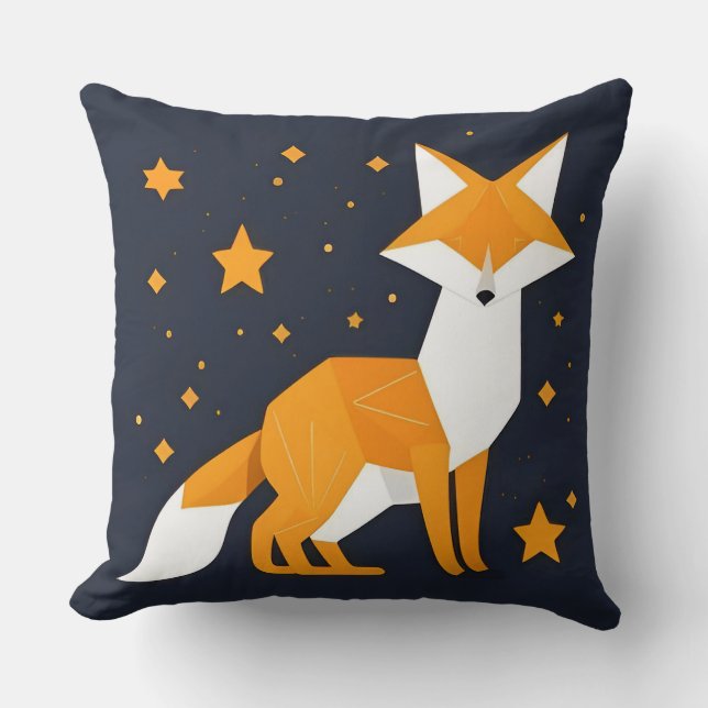 Coussin Illustration graphique d'un renard dans un style g (Recto)