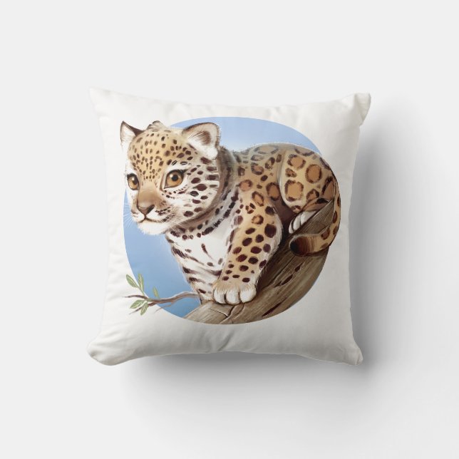 Coussin Illustration mignonne de Jaguar CUB de bébé - (Recto)