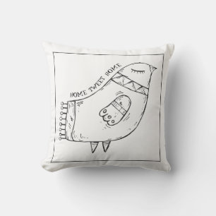 Coussin Illustration minimaliste de l'art folklorique d'oi