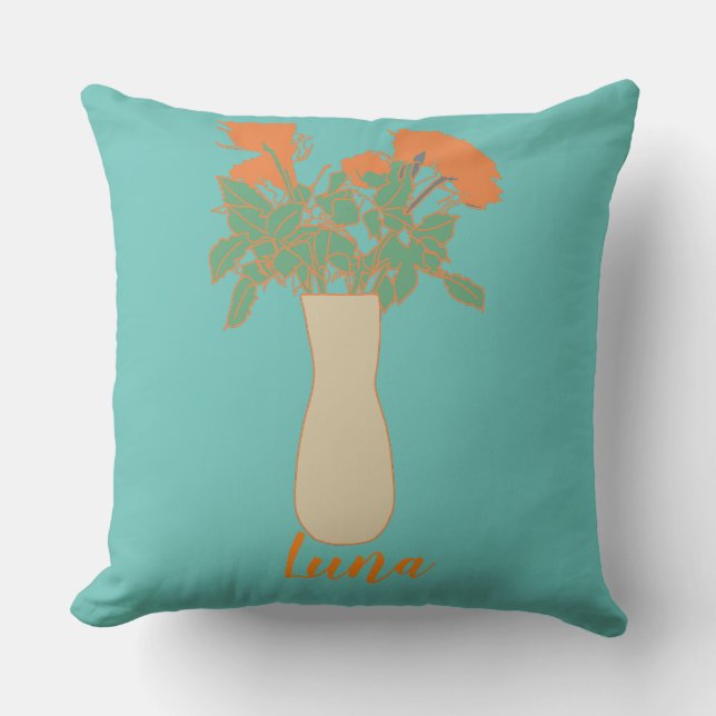 Coussin Illustration moderne d'art floral original (Recto)