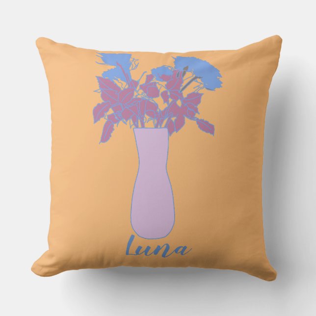 Coussin Illustration moderne d'art floral original (Recto)