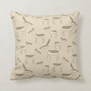 Coussin Illustration moderne de cerf Motif beige