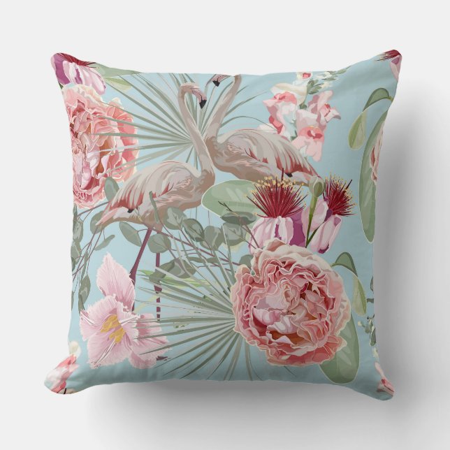 Coussin Illustration moderne floral flamand bleu luxueux (Recto)