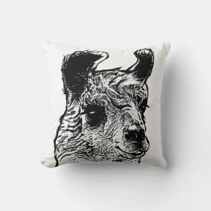 Coussin Illustration moderne tendance Llama Noir & Blanc