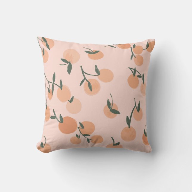 Coussin Illustration motif orange ou cerise à main levée  (Recto)