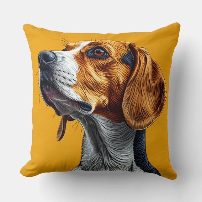 Coussin Illustration numérique colorée d'un chien Beagle (Recto)