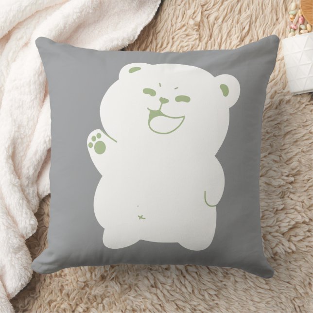 Coussin Illustration numérique d'ours mignon qui agite la  (Couverture)