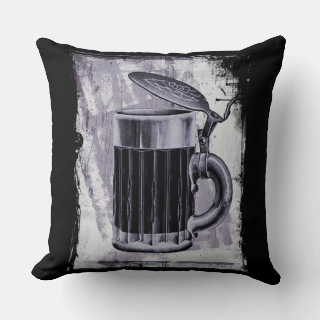 Coussin Illustration Old Beer Stein sur Grunge Arrière - p (Recto)