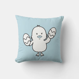 Coussin Illustration Pastel Blue Cute Easter Chick & Oeufs