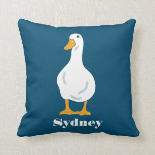 Coussin Illustration personnalisée du canard blanc avec d