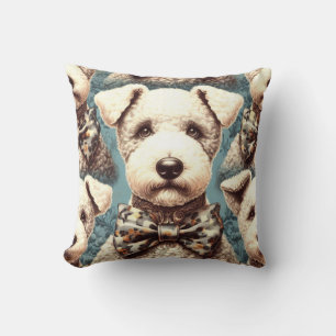 Coussin Illustration Retro Bedlington Terrier