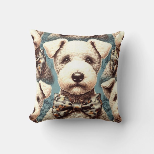 Coussin Illustration Retro Bedlington Terrier (Recto)