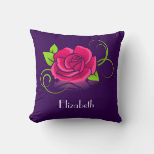 Coussin Illustration rose customisée