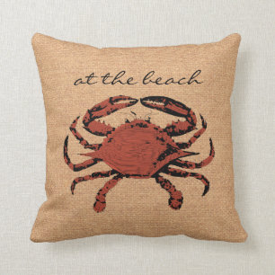 Coussin Illustration rouge de crabe - maison nautique de