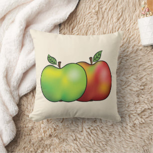 Coussin Illustration Rouge Et Vert De Pomme De Carton Frui